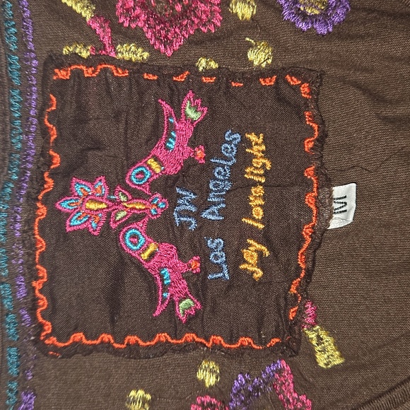 Johnny Was Embroidered Floral Boho Dress Brown Size M - Picture 8 of 9